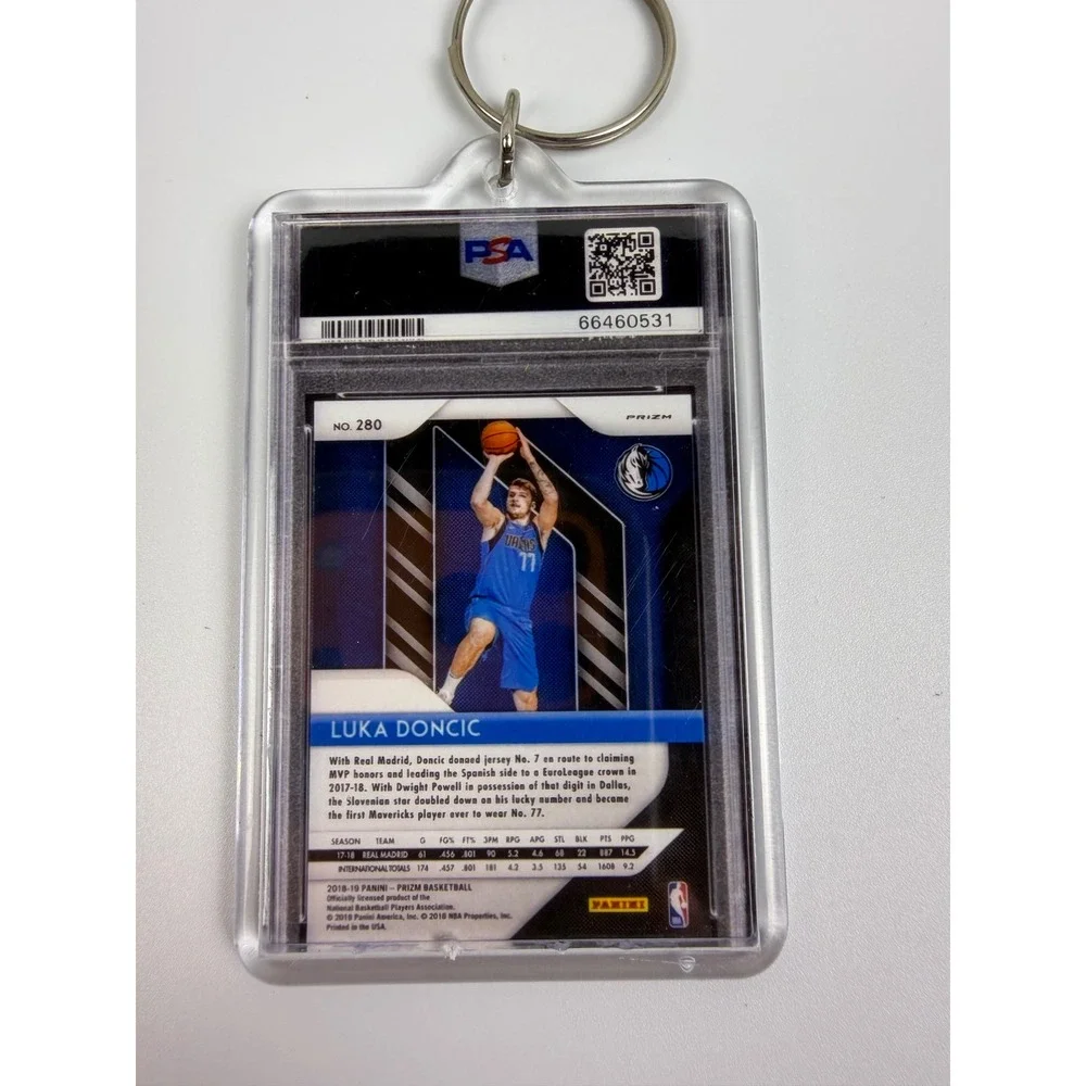 Luka Doncic 2018 Panini Prizm Blue Prizm #280 PSA 10 Rookie Card Keychain NBA